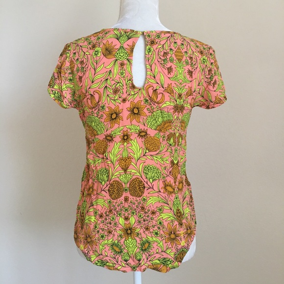 Pink & yellow print top - Picture 3 of 5